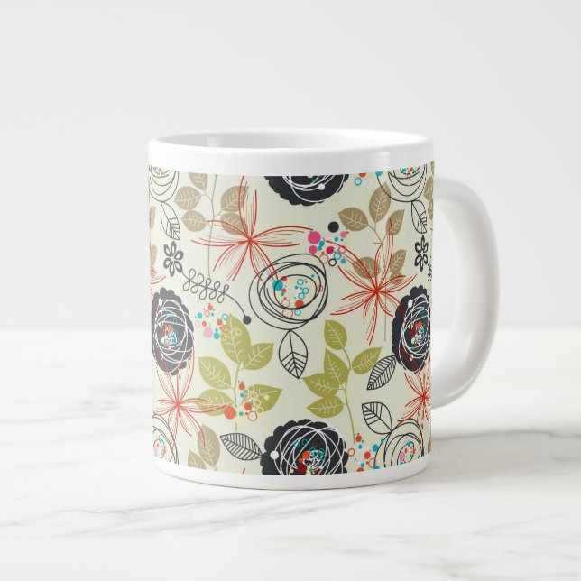 Tasse Géante Arrière - plan floral 2 (Devant droit)