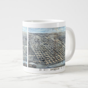 Tasse Géante Austin, Texas Antique Aerial City Carte de 1873