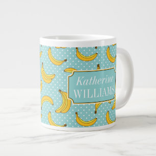 Tasse Géante Bananes Et Points Polk  Ajouter votre nom