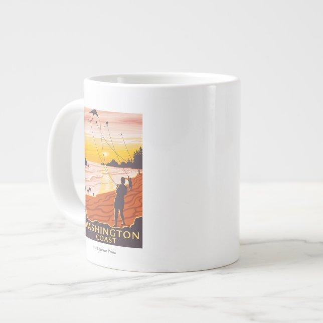 Tasse Géante Beach & Kites - Côte de Washington (Devant gauche)