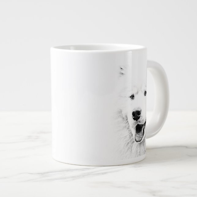 Tasse Géante Belle oeuvre d'art pour chien Samoyé (Devant droit)