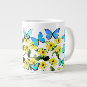 Tasse Géante Beurre de Morpho Bleu Fleurs de Confleur Mug