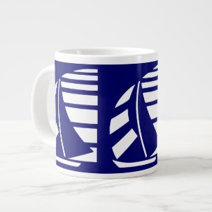 Tasse Géante Blanc sur Blue Racing Boats Jumbo Coffee Mug
