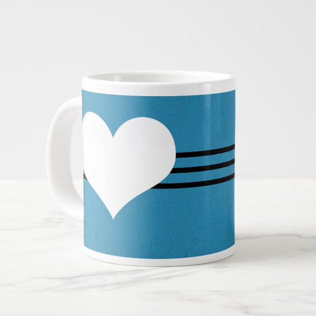 Tasse Géante Bleu moderne Coeur Jumbo Mug (Devant gauche)