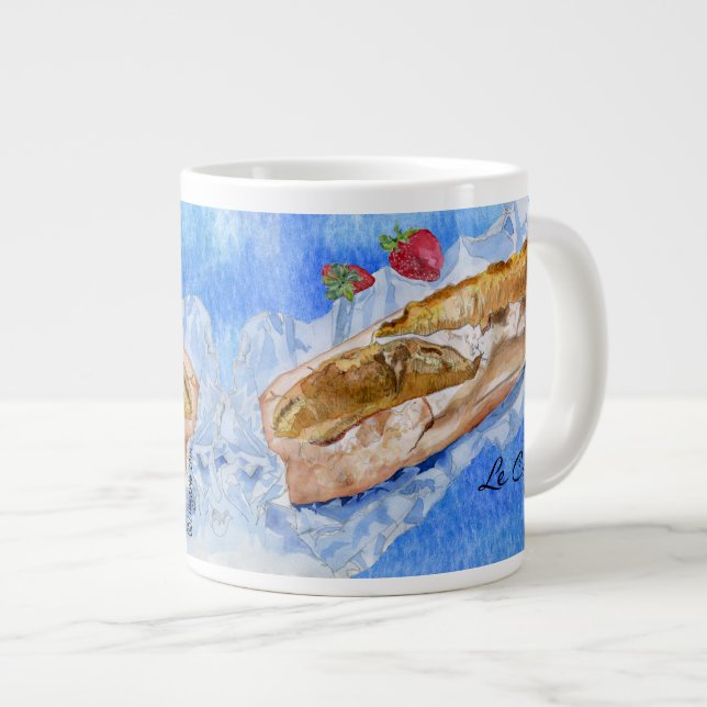Tasse Géante Blue Baguette Le Café Mug (Devant droit)
