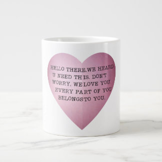 TASSE GÉANTE BONJOUR LÀ-BAS. NOUS AVONS ENTENDU QUE VOUS AVIEZ
