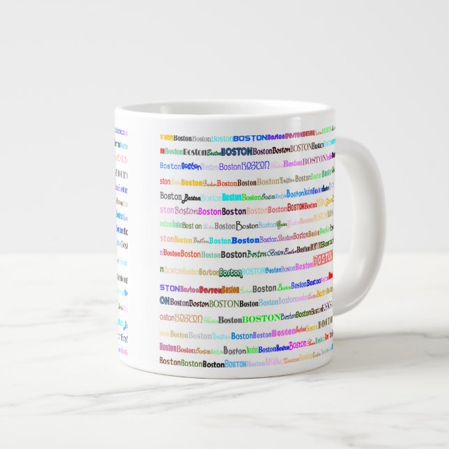 Tasse Géante Boston Text Design II Specialty Mug II (Devant droit)