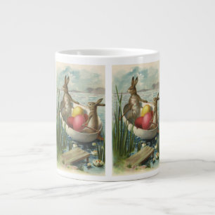 Tasse Géante Bunnies vintages de Pâques en bateau avec oeufs de