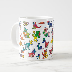 Tasse Géante Carreaux de Motif Animaux Abstraits