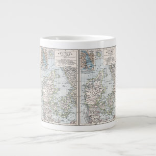 Tasse Géante Carte ancienne du Danemark, Danmark en danois, 190