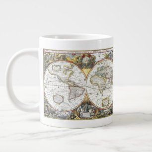 Tasse Géante Carte ancienne du monde par Hendrik Hondius, 1630