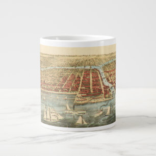 Tasse Géante Carte antique de Chicago, rue LaSalle et rivière