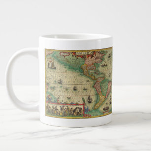 Tasse Géante Carte antique du monde des Amériques par Hondius
