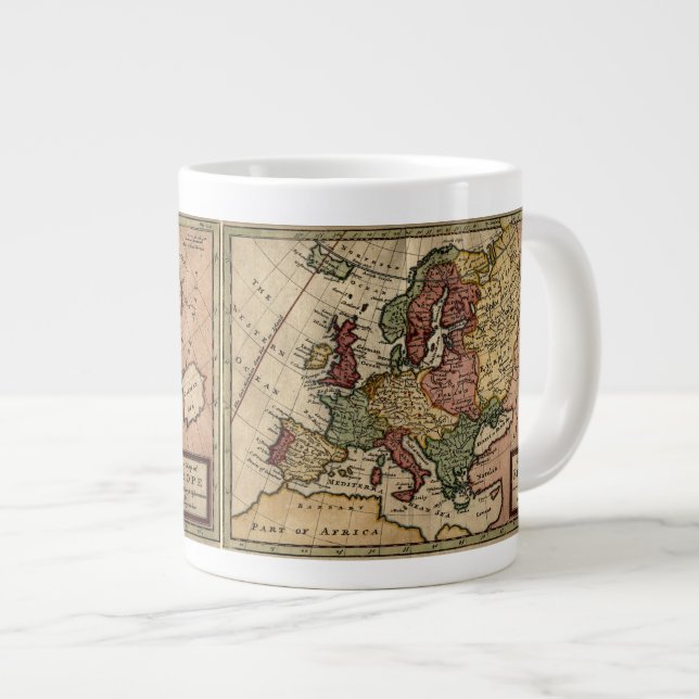 Tasse Géante Carte de l'Europe 1721 par Herman Moll (Devant droit)
