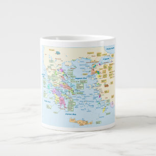 Tasse Géante Carte d'ère homérique Grèce avec les étiquettes