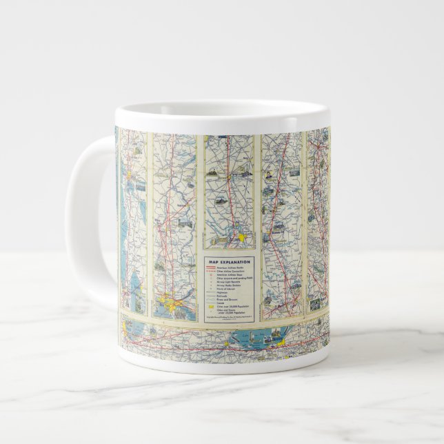 Tasse Géante Carte du système Verso American Airlines (Devant gauche)