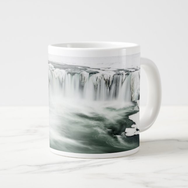 Tasse Géante Cascade de Godafoss, hiver, Islande (Devant droit)