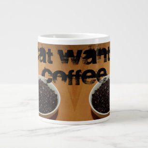 Tasse Géante Cat veut du café 20 oz. Mug par RoseWrites