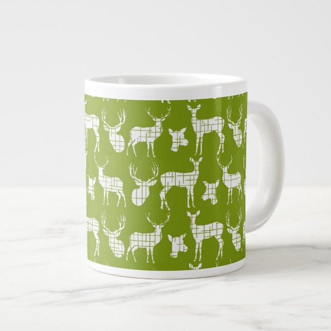 Tasse Géante Cerf de silhouette rustique sur bouchon de spécial (Devant droit)