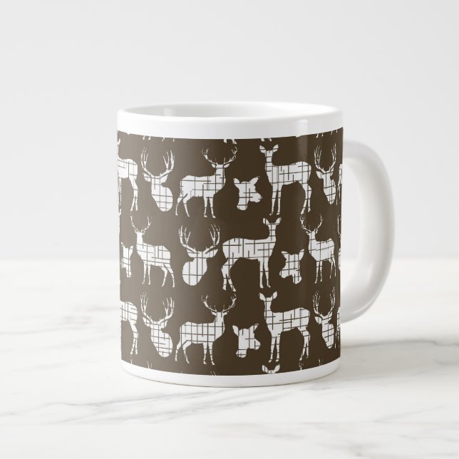 Tasse Géante Cerf de silhouette rustique sur bouchon de spécial (Devant droit)