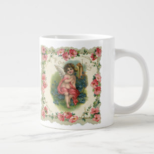 Tasse Géante Chérubin victorien de la Saint-Valentin vintage au