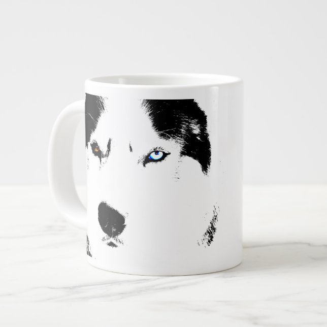 Tasse Géante Chien Husky Café Mug Sibérie Husky Sleg Chien Coup (Devant gauche)