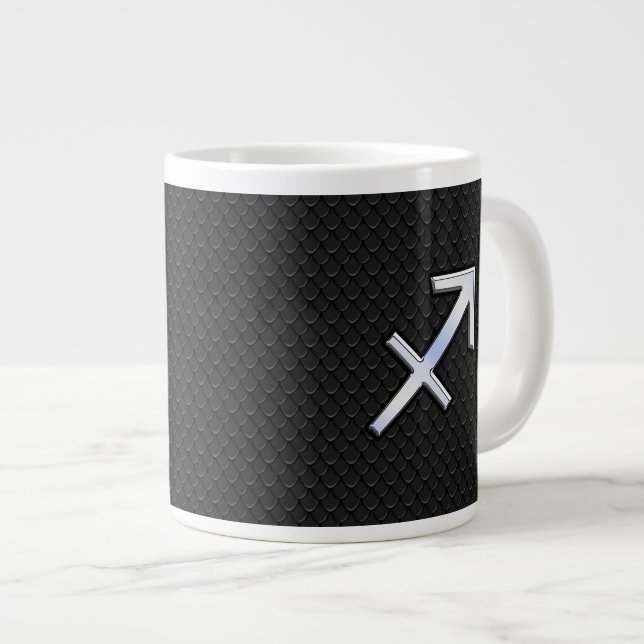 Tasse Géante Chrome Comme Sagittarius Zodiac Connexion Noir (Devant droit)