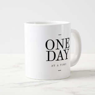 Tasse Géante Citation d'un jour inspirant la sobriété Noir bl