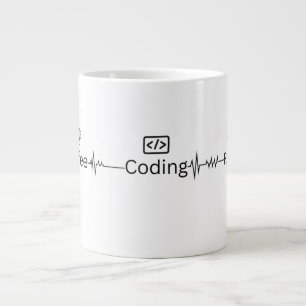 Tasse géante 'Coding Heartbeat' pour programmeur