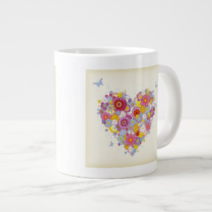 Tasse Géante Coeur floral aux papillons