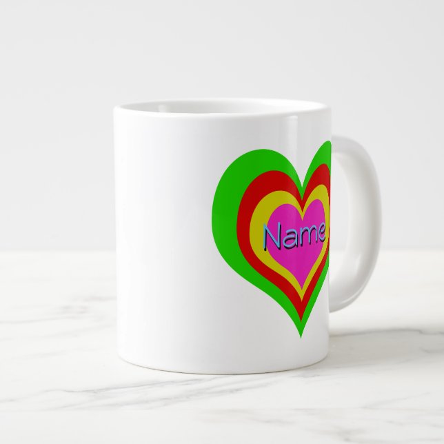 Tasse Géante Coeurs rétro - Coupe Jumbo 20oz / Mug (Devant droit)