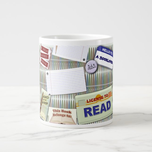 Tasse Géante Collage de lecture amusante (Devant)