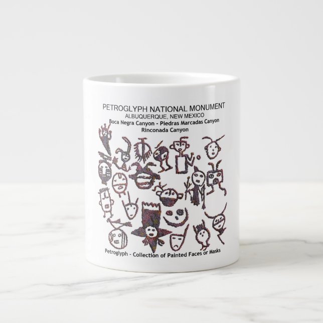 Tasse Géante Collection de pétroglyphes Visage et masques (Devant)