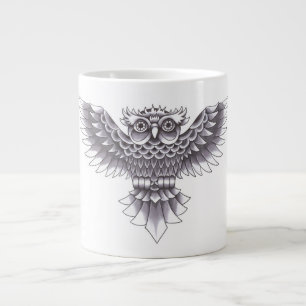Tasse Géante Conception de tatouage de hibou de vieille école