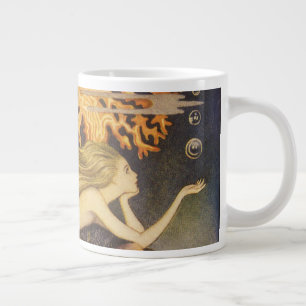 Tasse Géante Conte de fées vintage, petite sirène dans le corai