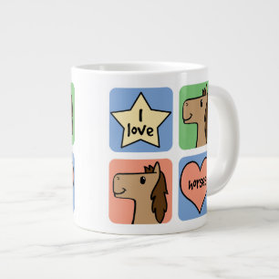 Tasse Géante Cute Dessin De Dessin D'Art J'Aime Les Chevaux