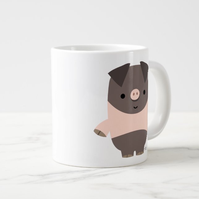 Tasse Géante Cute forte caricature Cochon Jumbo Mug (Devant droit)