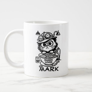 Tasse géante de café drôle de chat Steampunk grinc