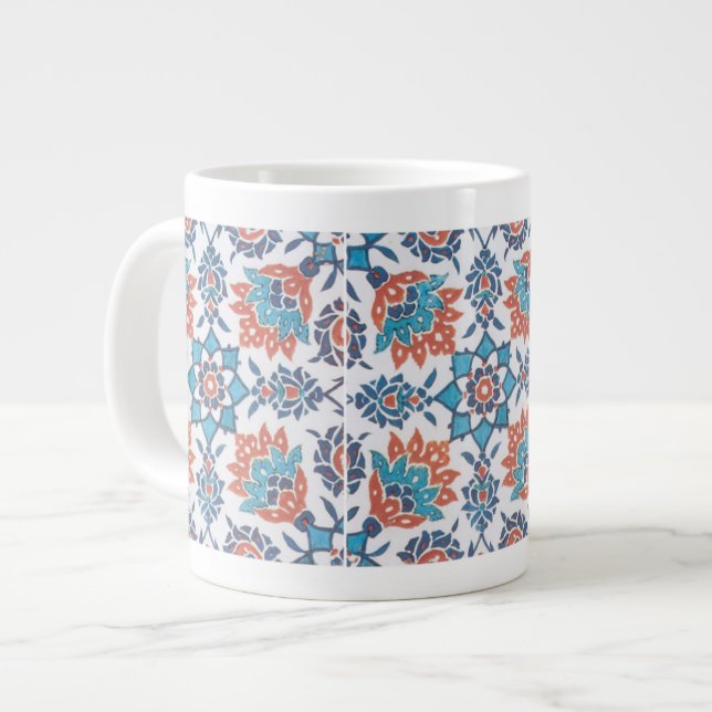 Tasse Géante Delft Blue Red Cornflower Art (Devant gauche)