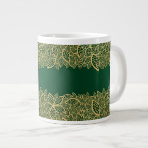 Tasse Géante Dentelle en feuilles d'or sur arrière - plan vert