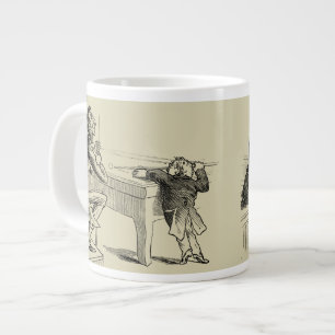 Tasse Géante Dessin de crayon de deux hommes jouant au billard