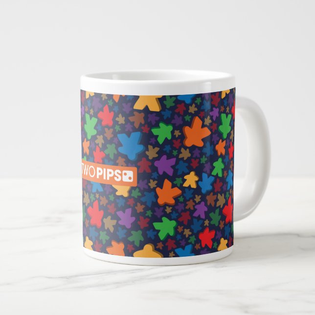 Tasse Géante Deux Pips: Meeple Print Jumbo Mug (Devant droit)