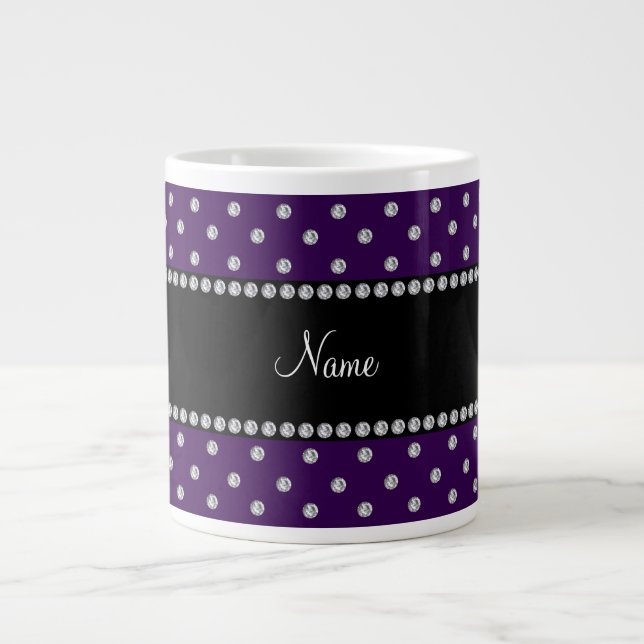 Tasse Géante Diamants violets de nom personnalisé (Devant)