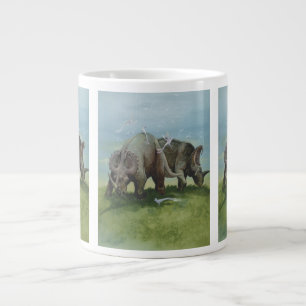Tasse Géante Dinosaures anciens, Centrosaurus paissant dans une