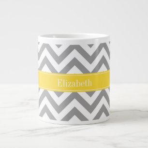 Tasse Géante Dk Gris Blanc LG Chevron Ananas Monogramme Initial