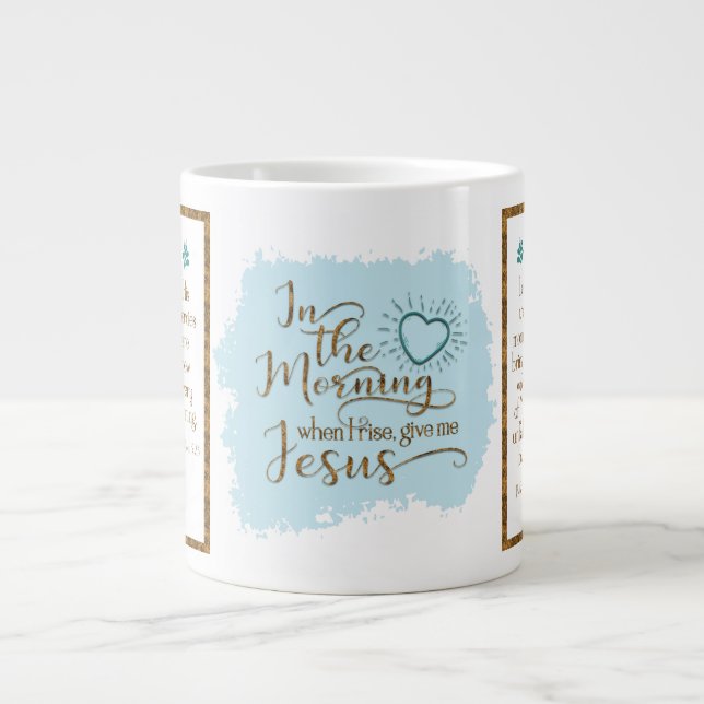 Tasse Géante "Donne-moi Jésus" Jumbo Mug (Turquoise/Or) (Devant)