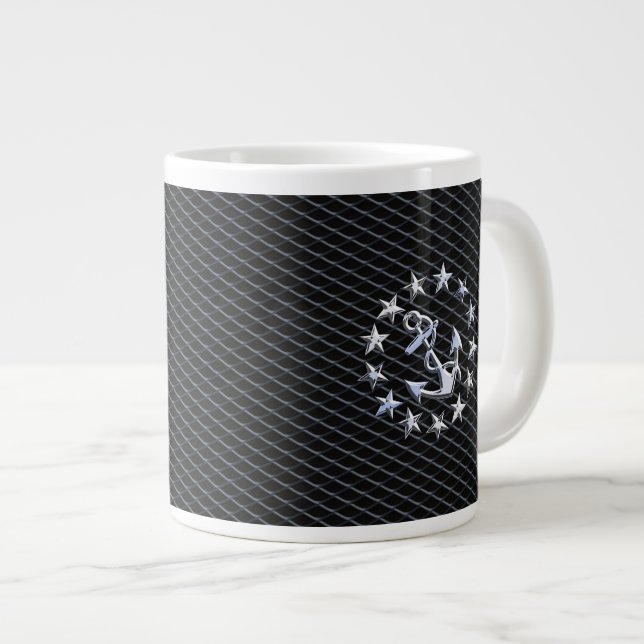 Tasse Géante Drapeau Naval Yacht Ancre et étoiles (Devant droit)