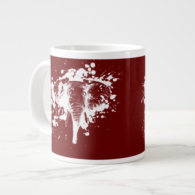 Tasse Géante Eléphant en colère en blanc (Devant gauche)