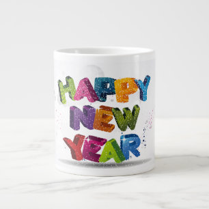 Tasse Géante Fancy Happy Nouvel An Texte Spécialité Mug