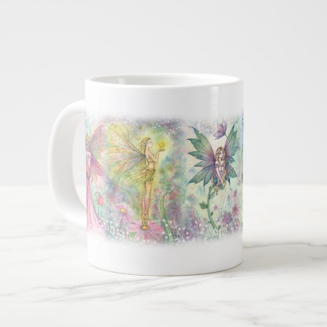 Tasse Géante Fées de fleurs colorées Jumbo Mug (Devant gauche)